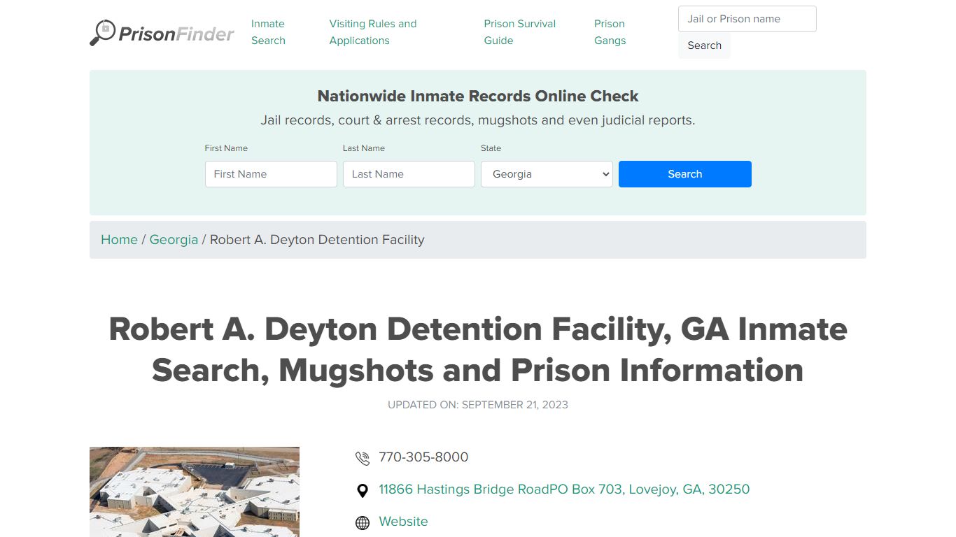 Robert A. Deyton Detention Facility Inmate Search, Visitation, Phone no ...